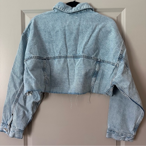 NWT Zara Blue Cropped Denim Jacket - Picture 4 of 5